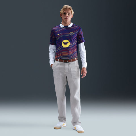 FC Barcelona Academy Pro Home Men's Nike Dri - FIT Soccer Pre - Match Short - Sleeve Top - Soccer90