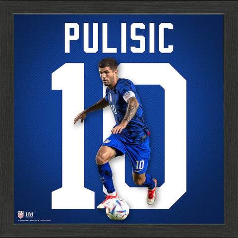 Highland Mint Christian Pulisic USMNT 13" x 13" Impact Jersey Framed Print - Soccer90